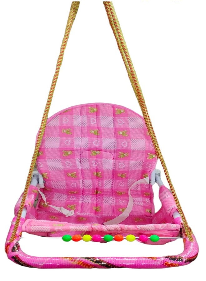 Maanit Cotton Swing Chair Folding and Washable, 1-5 Years with Safety Belt,Swing for Kids indoor and Outdoor Jhula for Babies,Baby Hanging Swing Jula (Pink) - Image 1